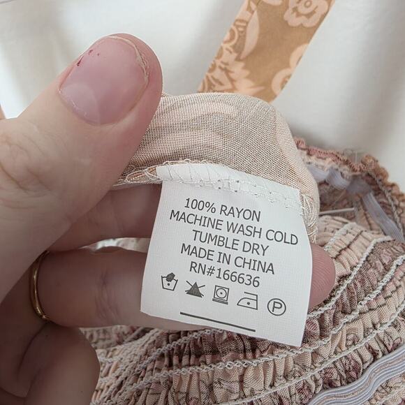 Kindred Anthropologie Tan Cream Floral Boho Floral Wide Crop Leg Jumpsuit Sz M - Picture 5 of 7